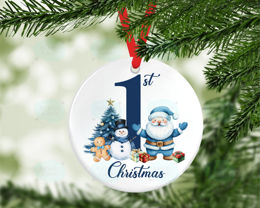 Blue Santa 1st Christmas Tree Decoration