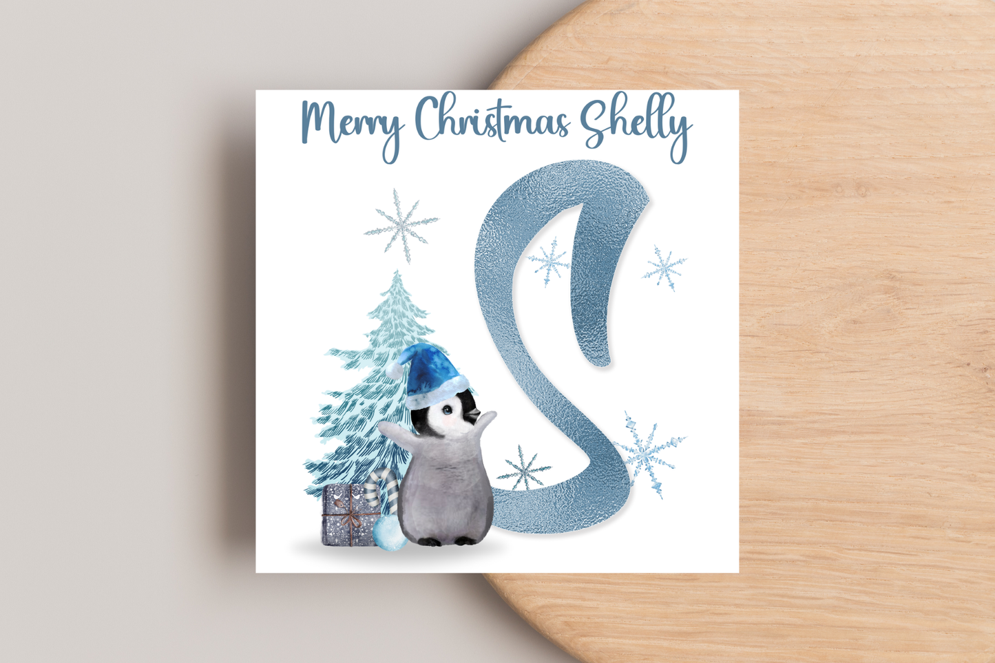 Personalised Penguin Christmas Card