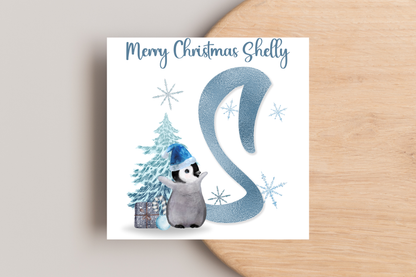 Personalised Penguin Christmas Card