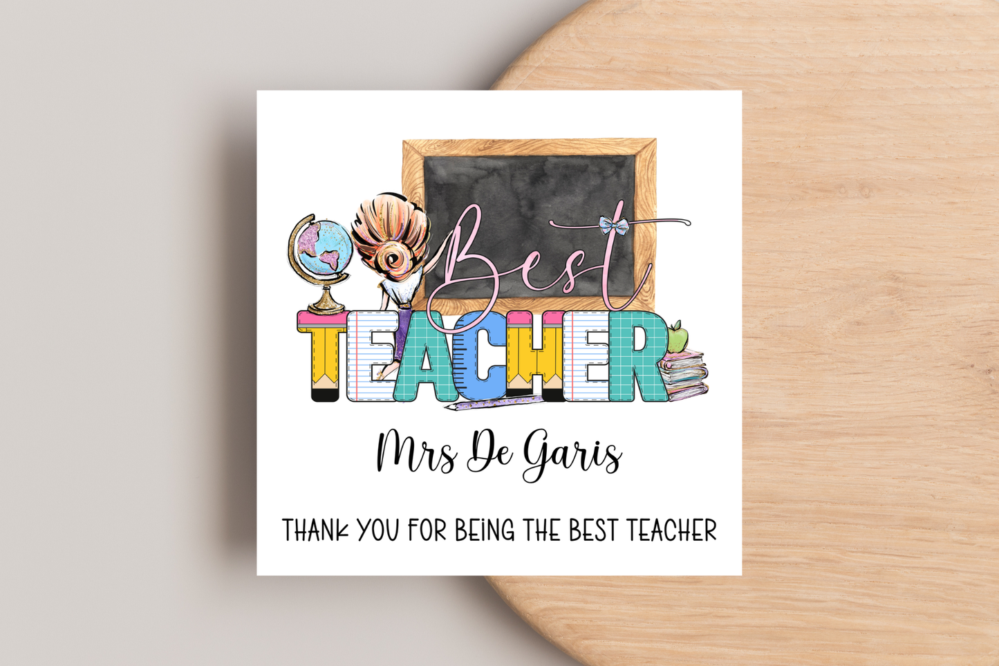 Personalised Best Teacher Classroom Card