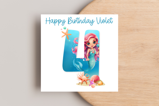 Personalised Mermaid Birthday Card