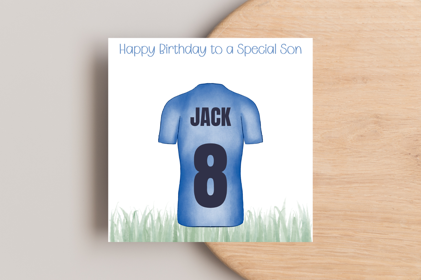 Personalised Football Shirt Name and Number Birthday Card
