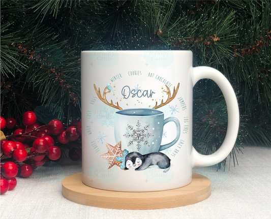 Personalised Winter Penguin Mug
