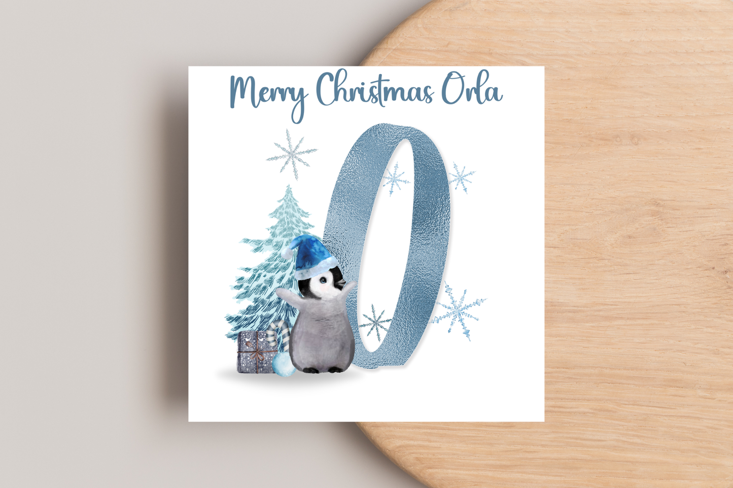 Personalised Penguin Christmas Card