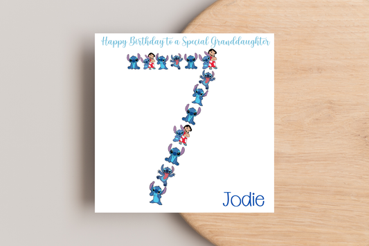 Stitch-Inspired 7th Birthday Card