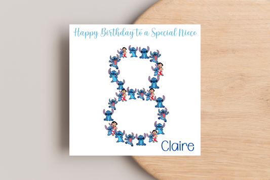 Stitch-Inspired 8th Birthday Card