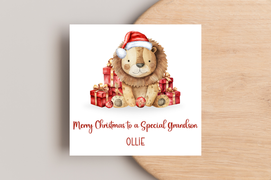 Personalised Christmas Lion Christmas Card