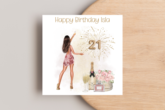 Personalised 21st Birthday card for her