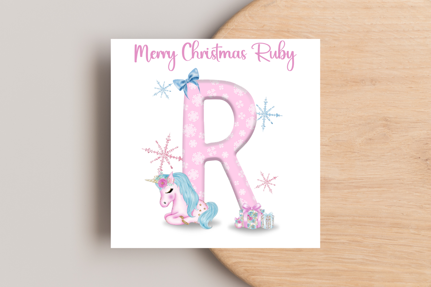 Personalised Unicorn Christmas Card