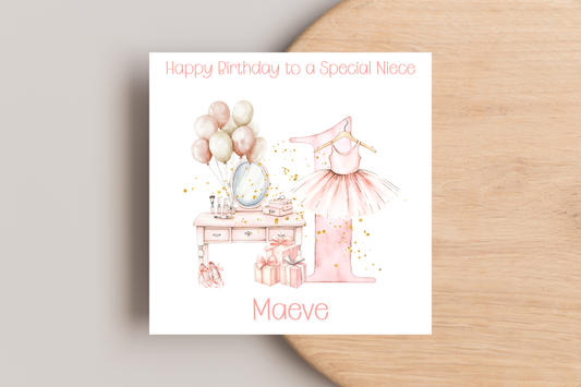 Personalised Ballerina 1st Birthday Card