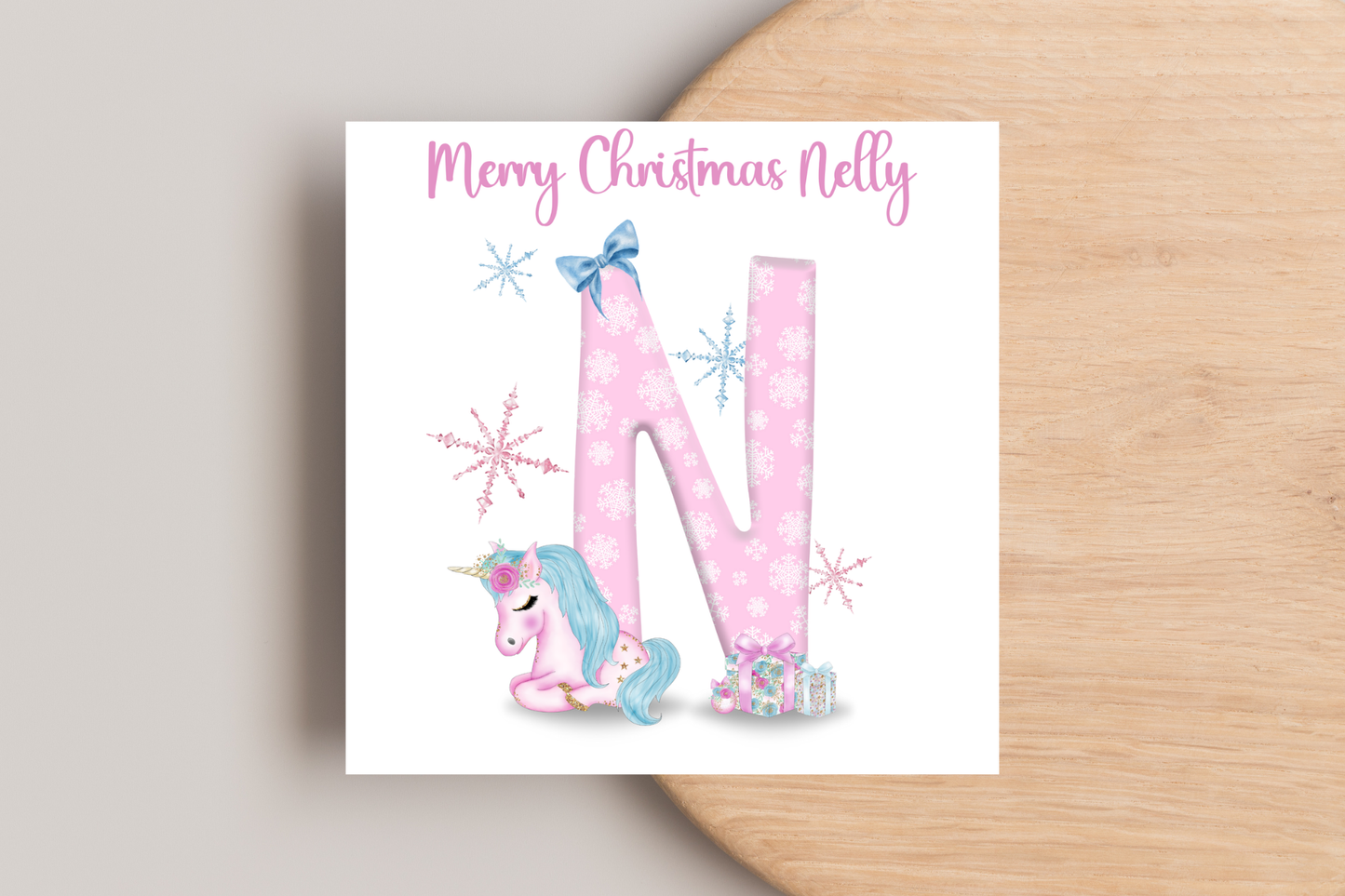 Personalised Unicorn Christmas Card