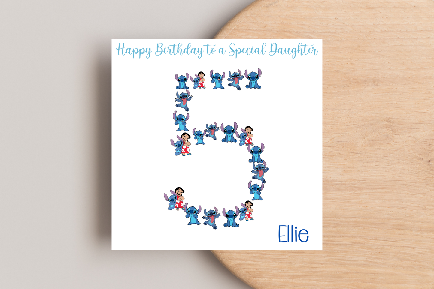 Stitch-Inspired 5th Birthday Card