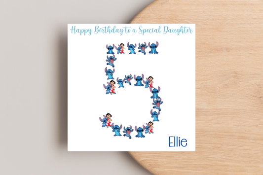 Stitch-Inspired 5th Birthday Card