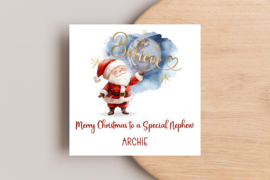 Personalised Santa Believe Christmas Card