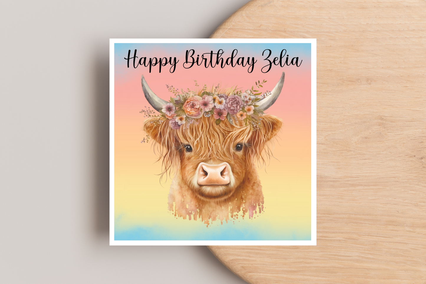 Personalised Highland Cow Birthday Card