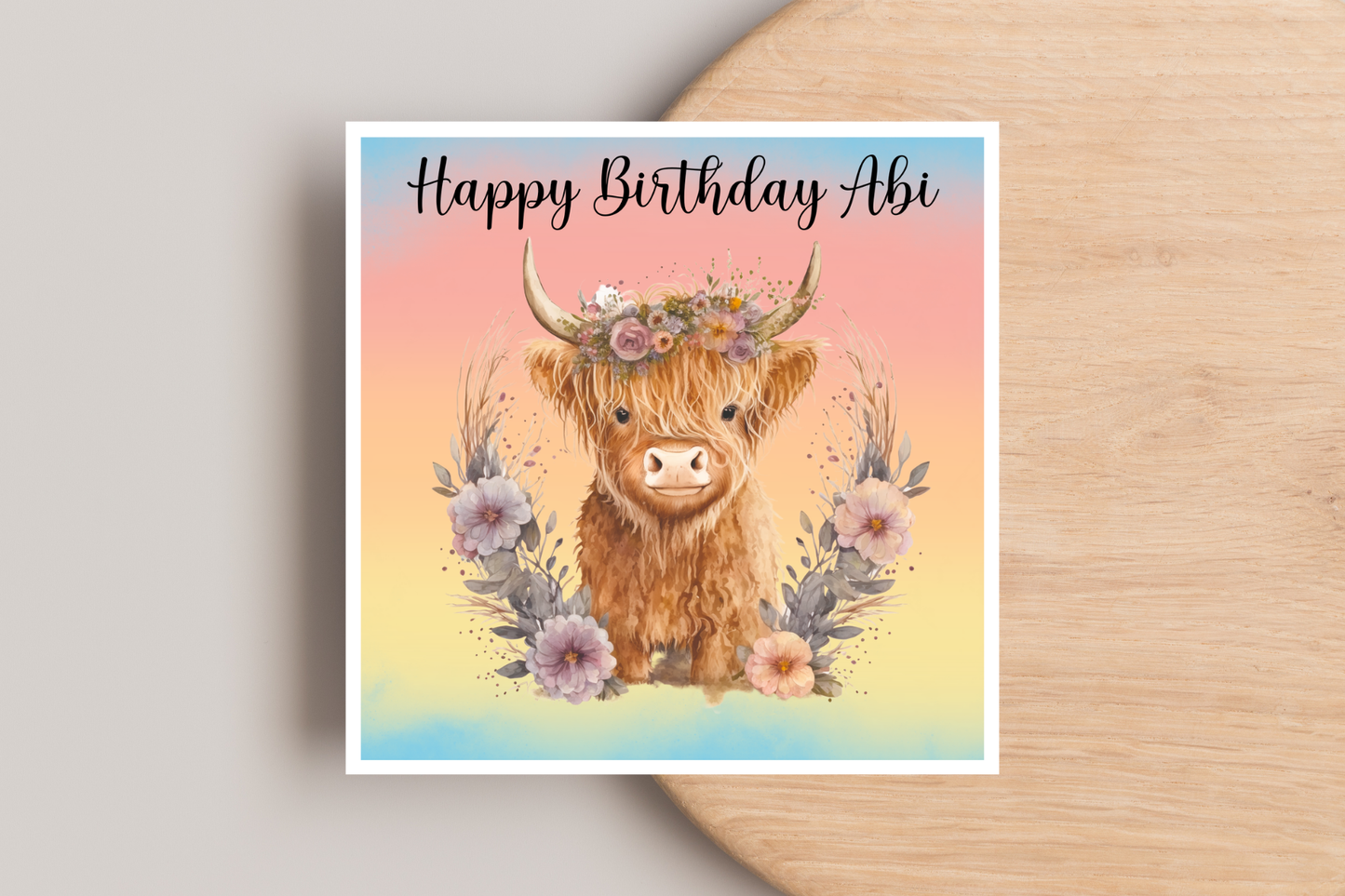 Personalised Highland Cow Birthday Card
