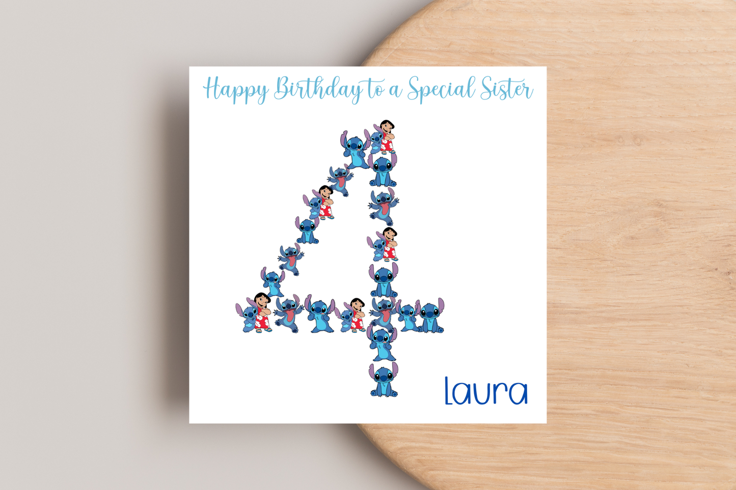 Stitch-Inspired 4th Birthday Card
