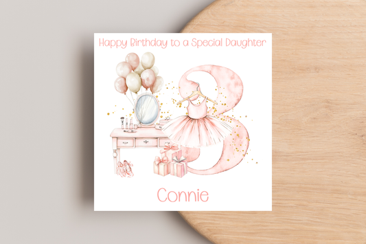 Personalised Ballerina 3rd Birthday Card
