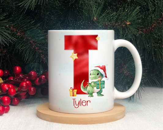 Personalised Dinosaur Christmas Mug