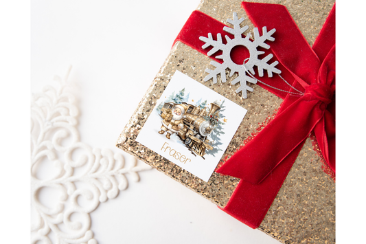 Personalised Christmas Express Gold Christmas Present Labels
