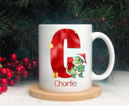 Personalised Dinosaur Christmas Mug