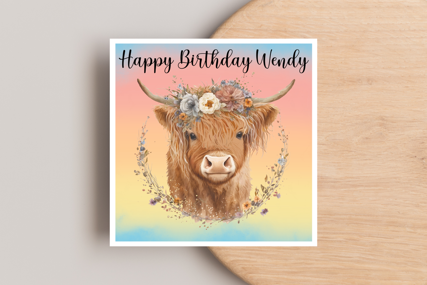 Personalised Highland Cow Birthday Card