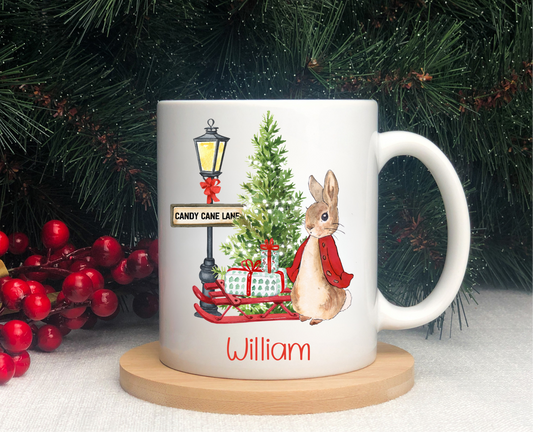 Personalised Peter Rabbit Christmas Mug
