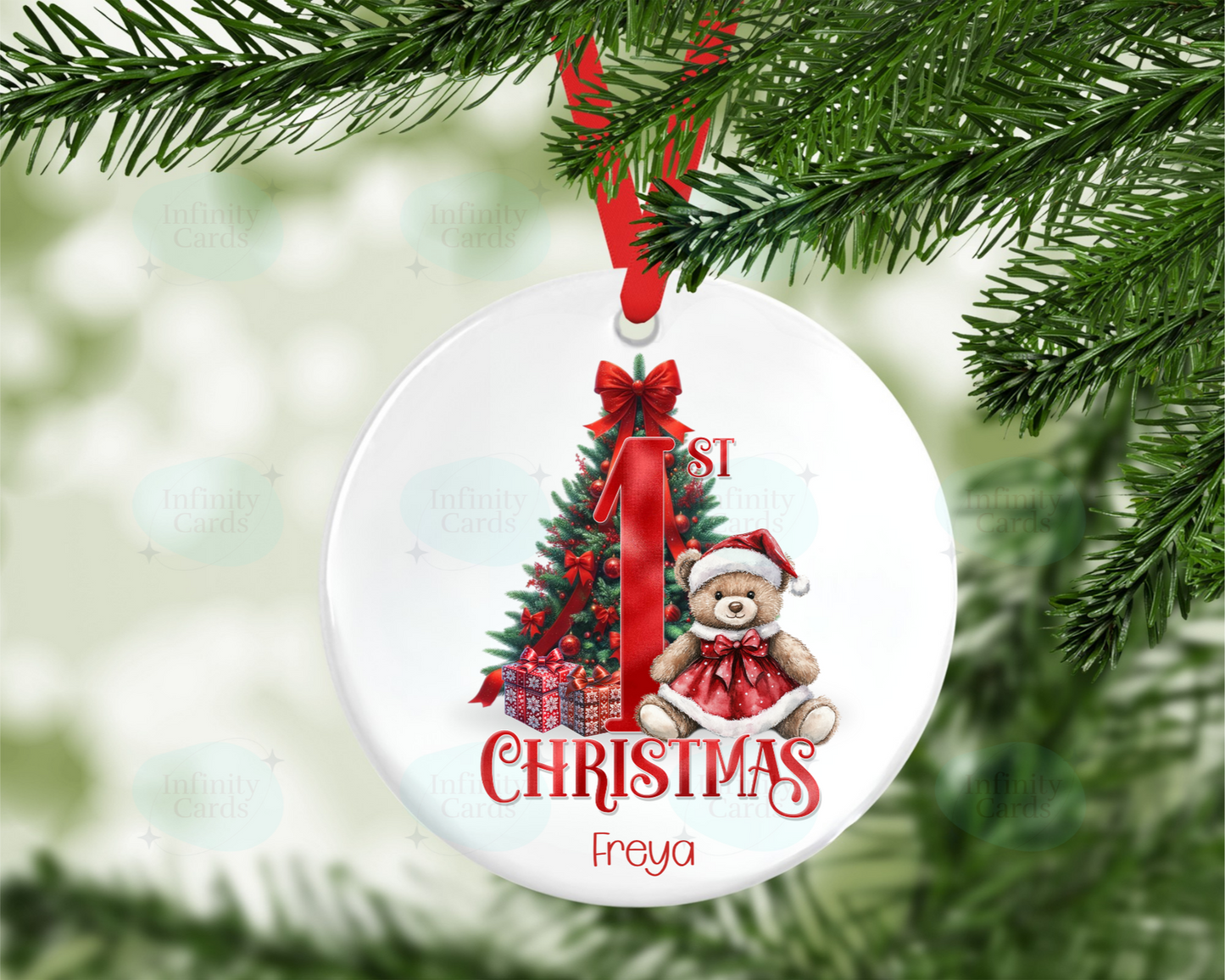 Personalised Bear First Christmas Tree Decoration