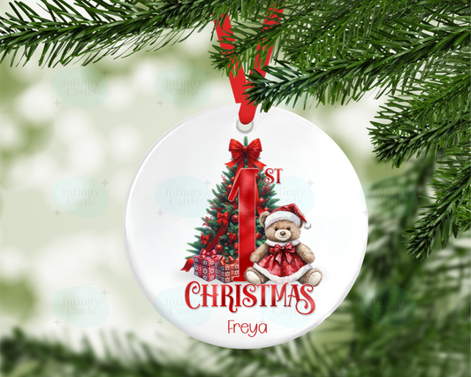 Personalised Bear First Christmas Tree Decoration