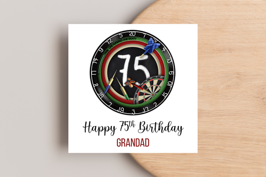 Personalised Darts 75th Birthday Card