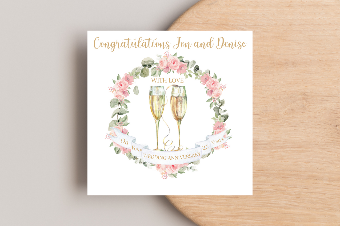 Personalised 25th Wedding Anniversary Card - Silver Wedding, Customisable, Elegant Design, Milestone Celebration, Unique Gift