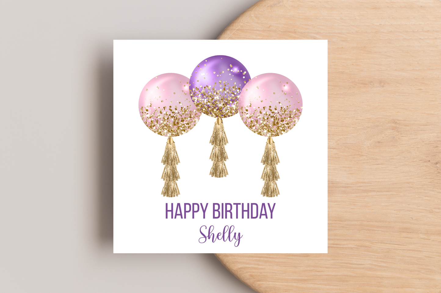 Personalised Pink Balloons Birthday Card For Her