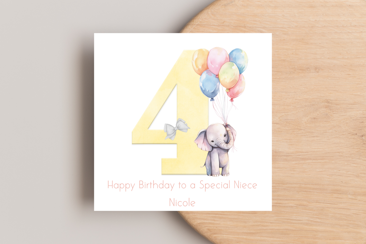 Personalised Yellow Elephant Birthday Card