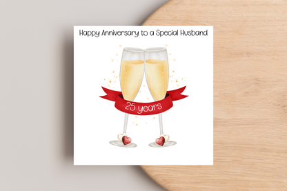 'Cheers to love' Wedding Anniversary Card