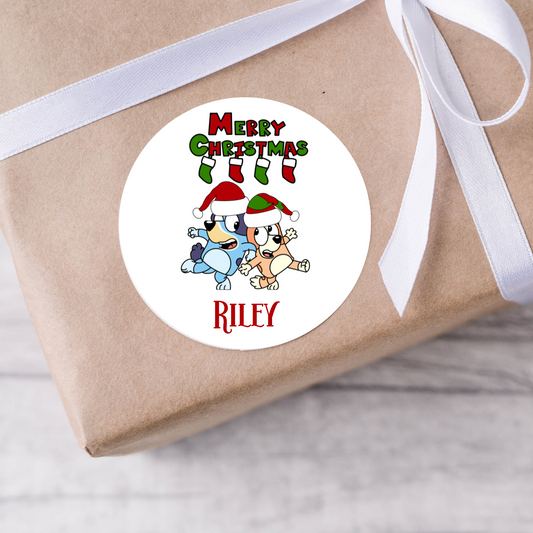 Personalised Bluey Christmas Present Labels
