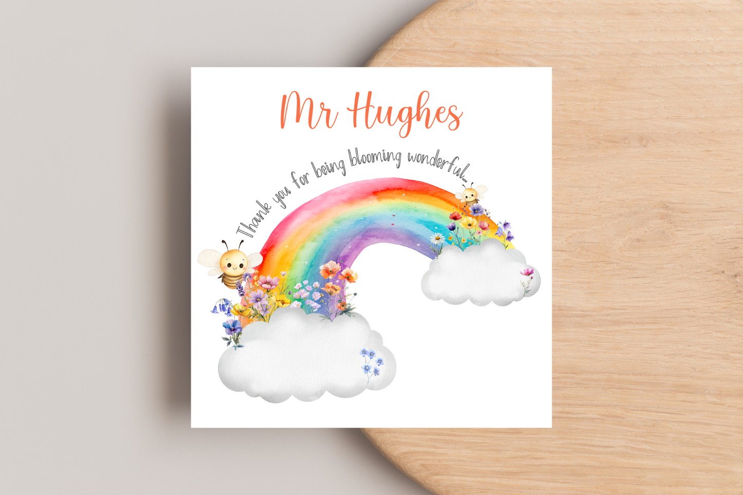 Personalised Thank you for being blooming wonderful Teacher Card