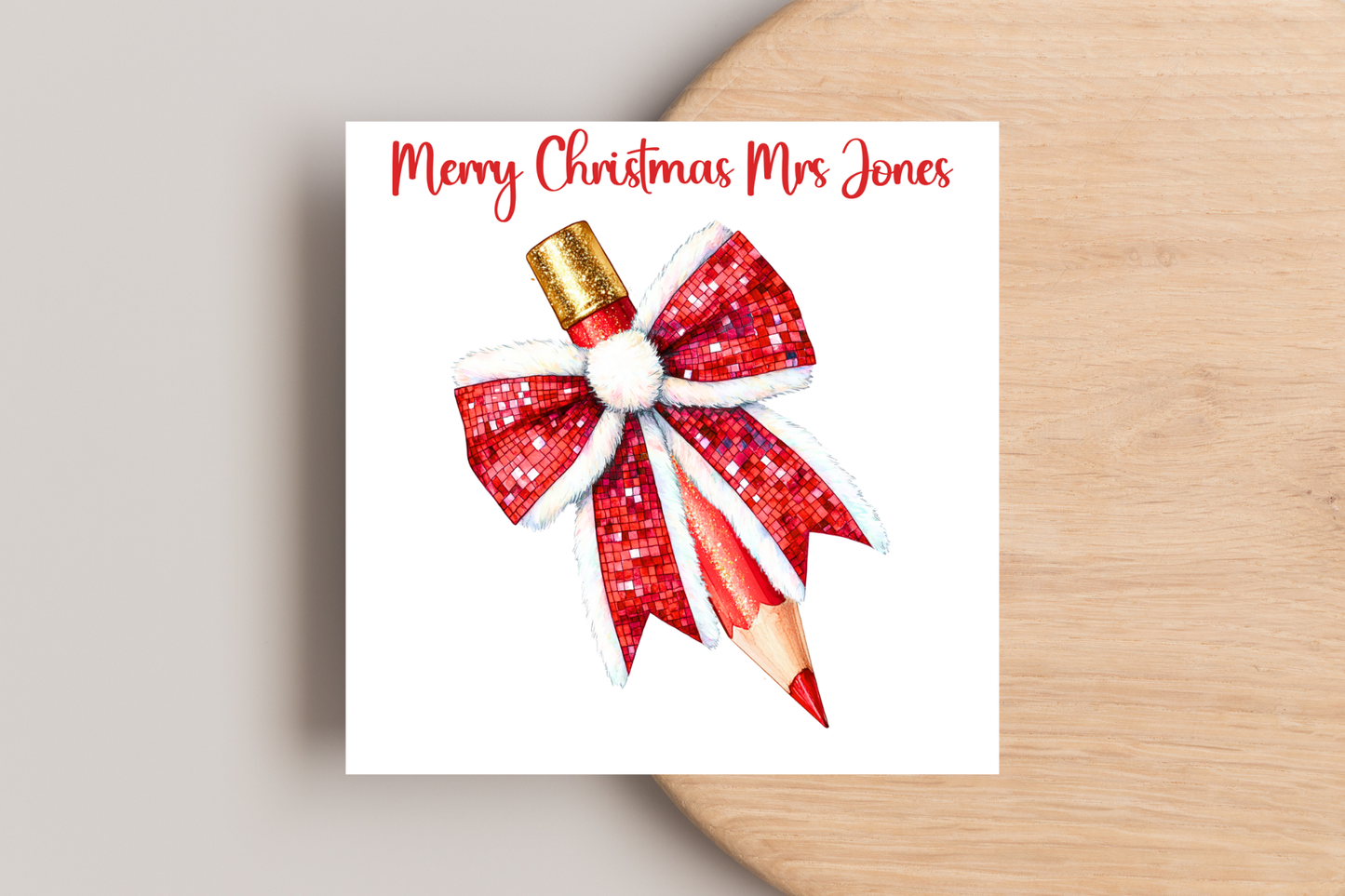 Personalised Bow Pencils Christmas Card for Teachers