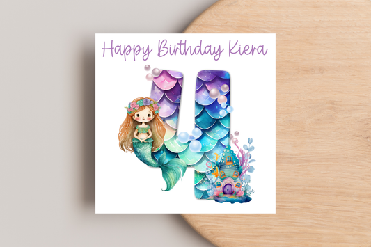 Personalised Mermaid Birthday Card