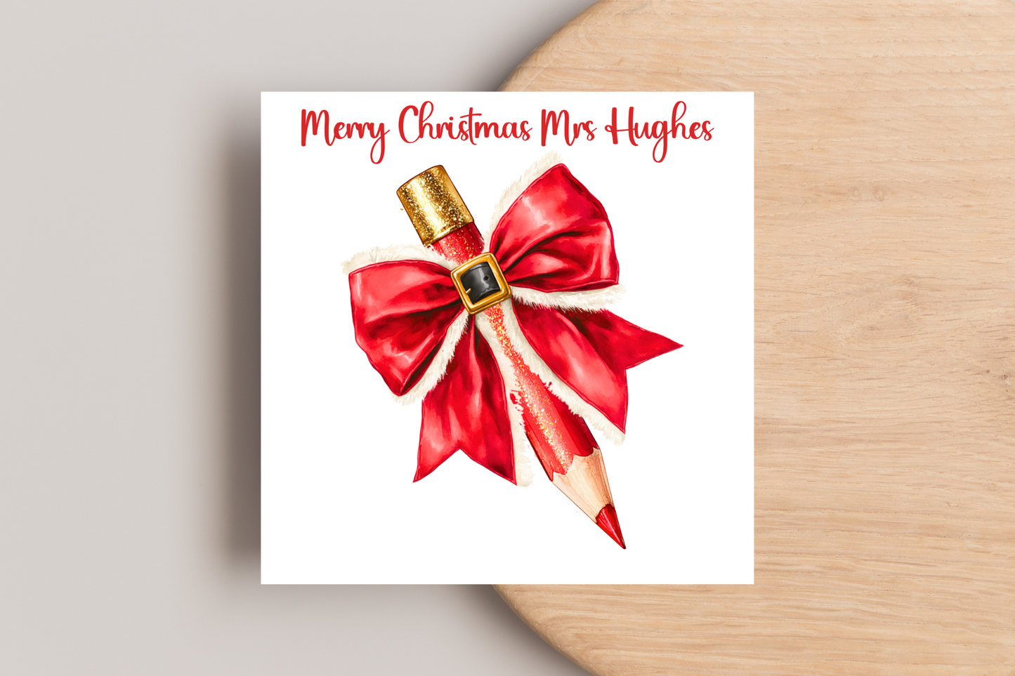 Personalised Bow Pencils Christmas Card for Teachers