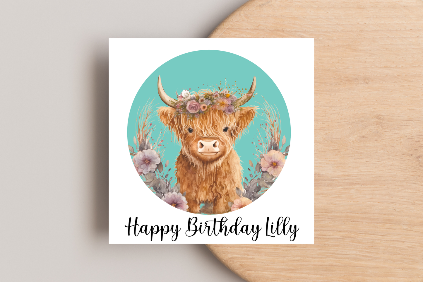 Personalised Highland Cow Birthday Card