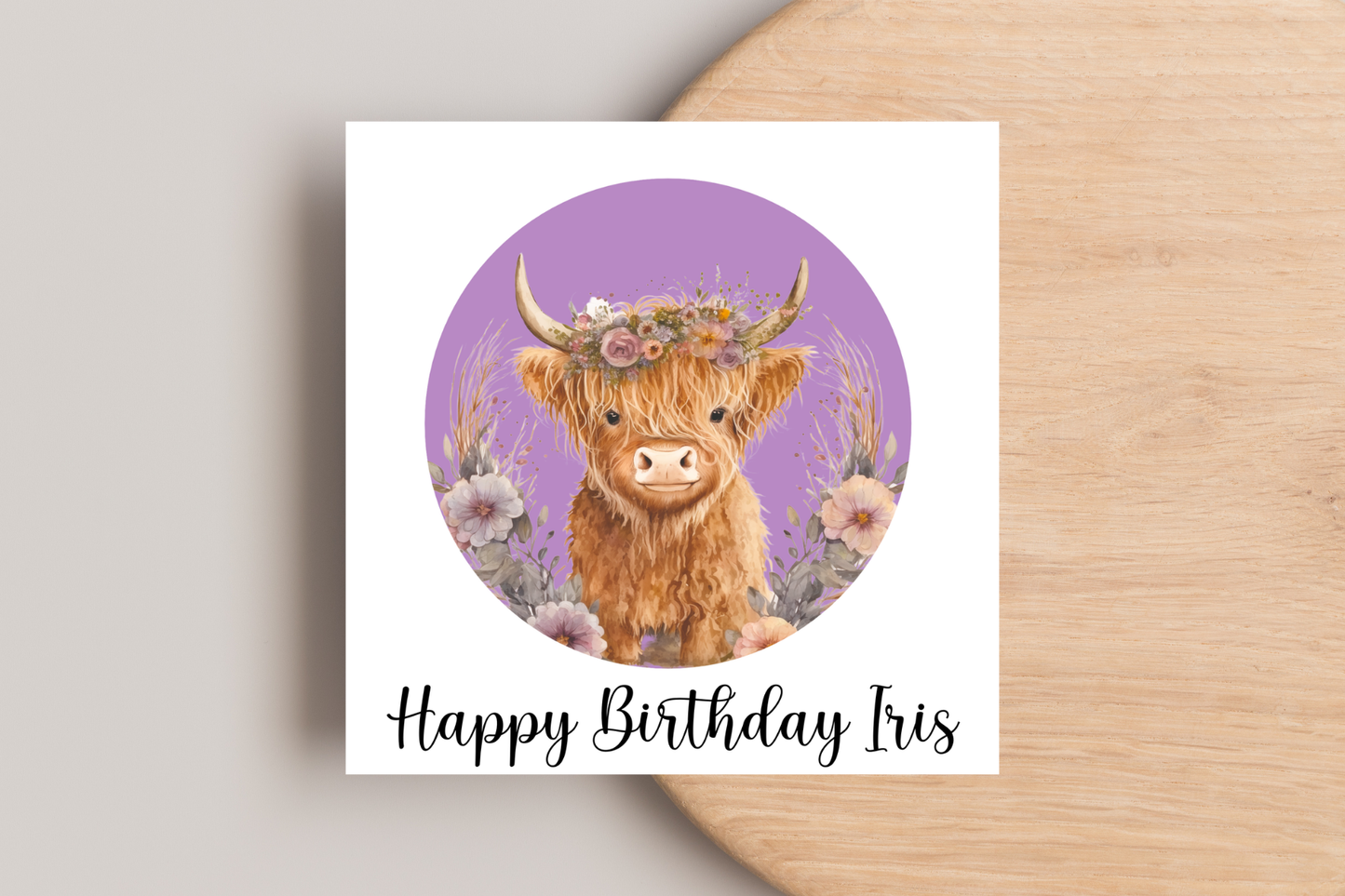Personalised Highland Cow Birthday Card