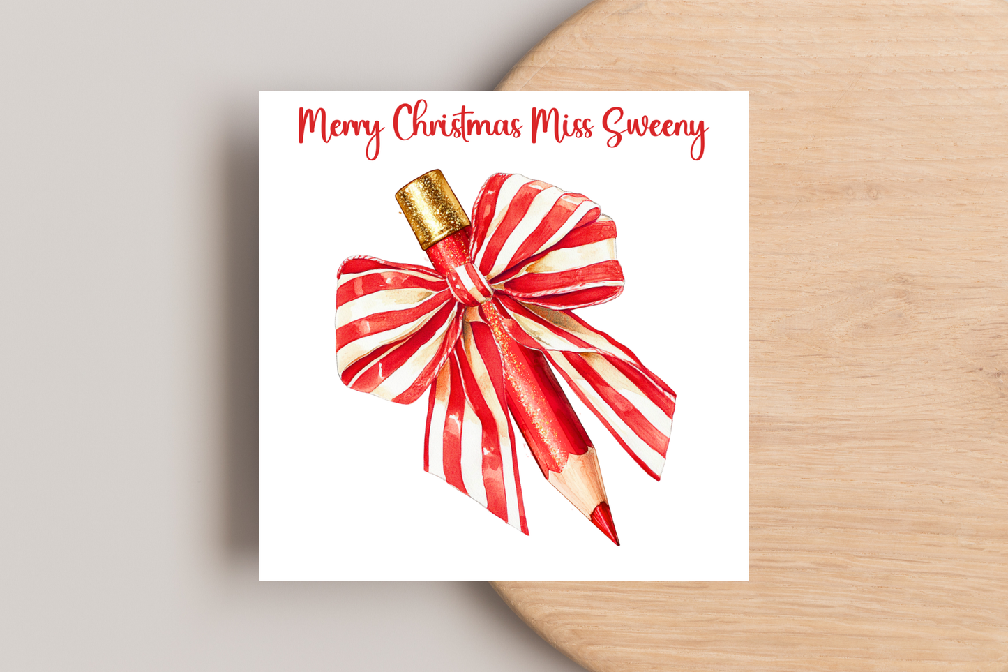 Personalised Bow Pencils Christmas Card for Teachers