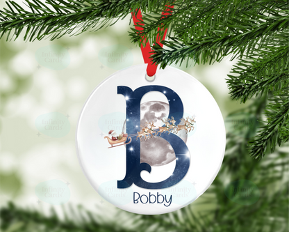 Personalised Santa Sleigh Initial Christmas Tree Decoration