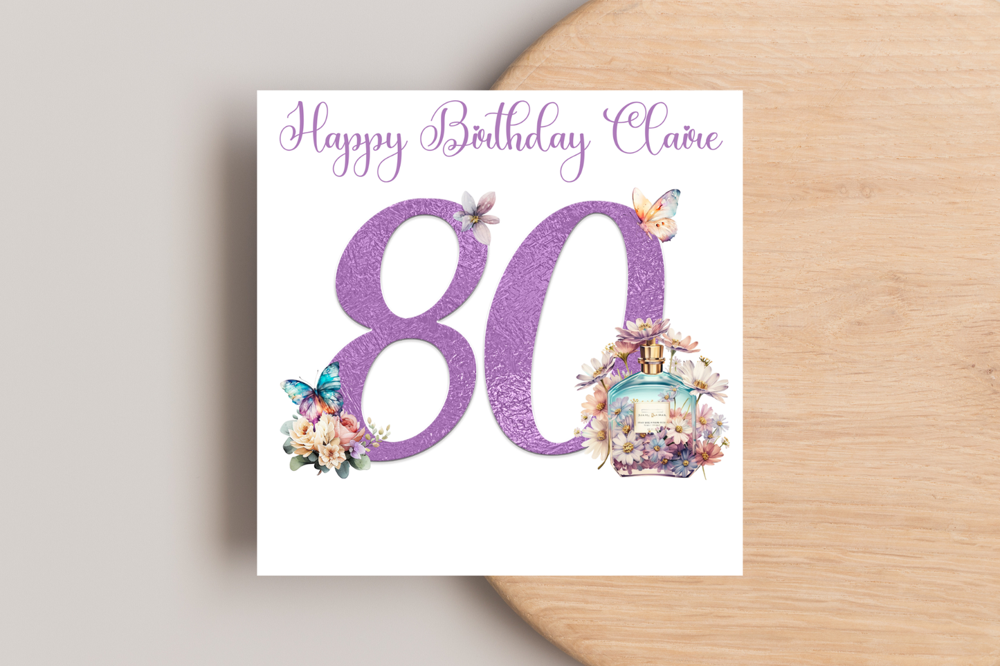 Personalised Purple Perfume Birthday Card
