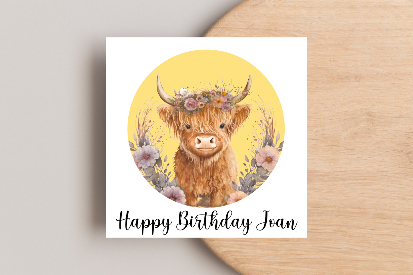 Personalised Highland Cow Birthday Card