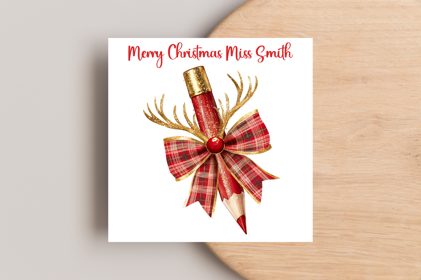 Personalised Bow Pencils Christmas Card for Teachers
