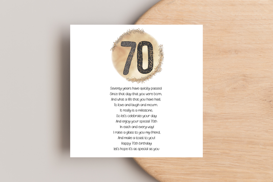 70th Birthday Card for him