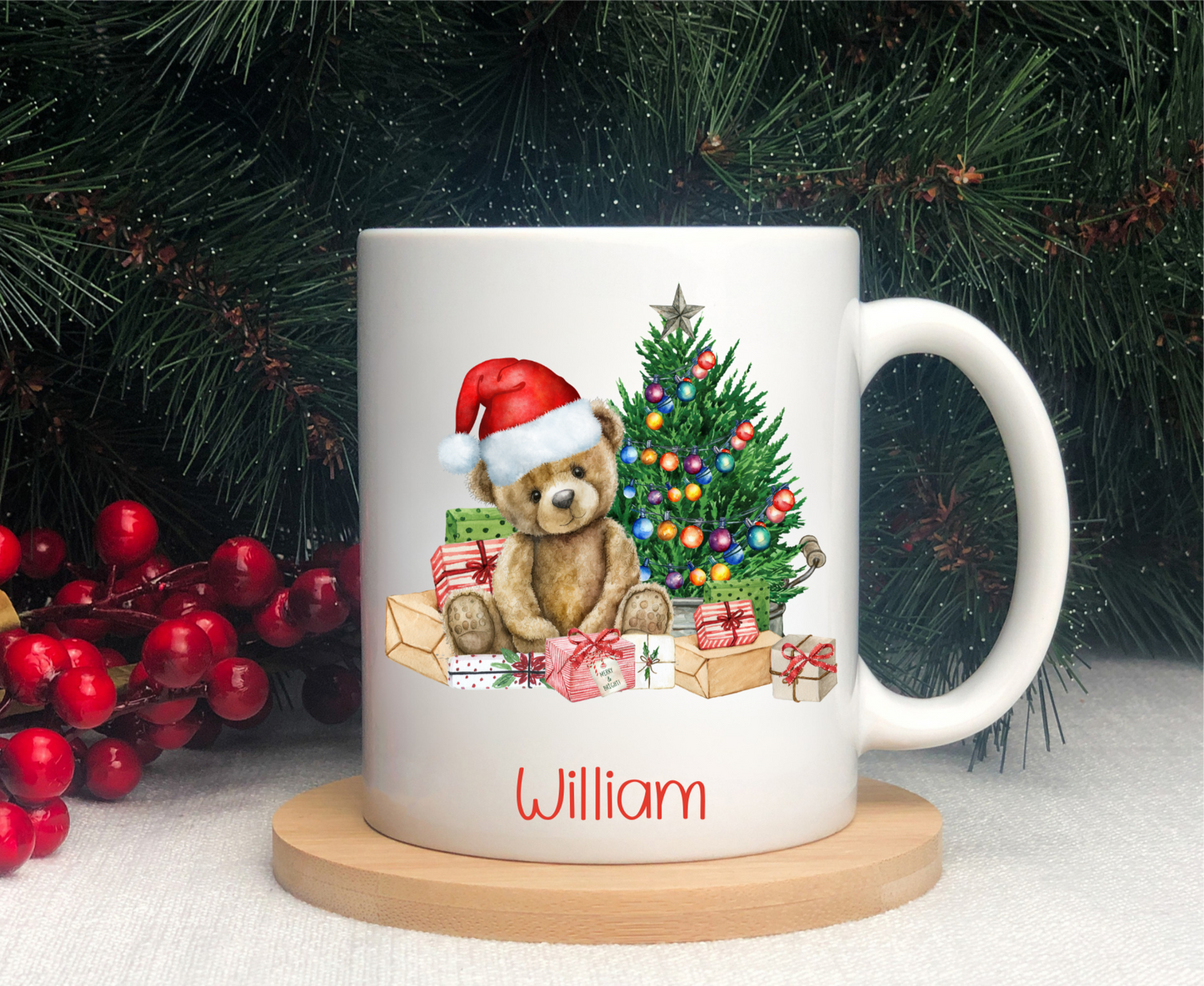 Personalised Teddy Bear Christmas Mug