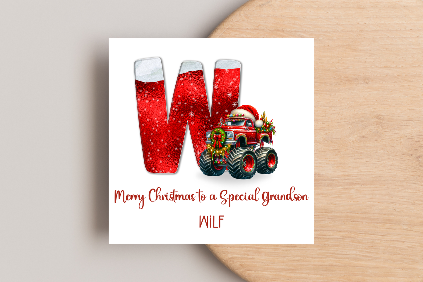 Personalised Monster Truck Christmas Card