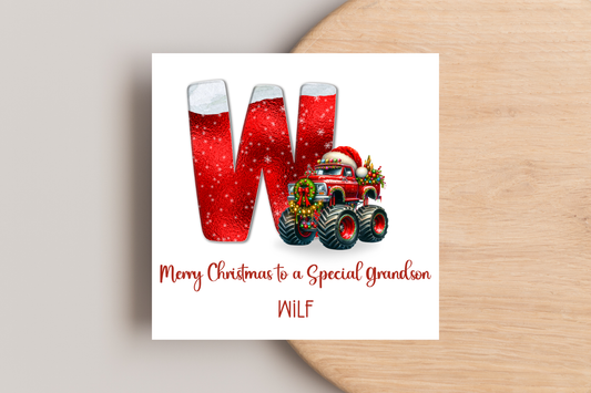 Personalised Monster Truck Christmas Card